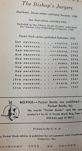 The Bishop's Jaegers by Thorne Smith Pocket Book - Zdjęcie 10 z 16