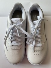 PUMA carina Leather Trainers UK5.5 - Triple White - Stacked Sole - Lace Up - New