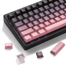 Pink Grey Topographic Line Backlit Gradient Keycaps Side Printed Cherry