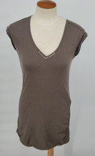 Rivamonti  Olive Green Italy V-Neck Cuffed Sleeveless Mini Summer Dress Size Med