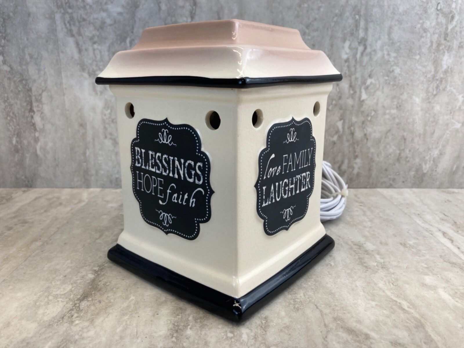 Faith Hope Blessings Scented Wax Candle Warmer - Pre-Owned & Fully Functional  -image