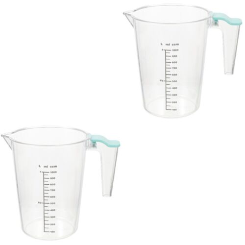 Set of 2 Measuring Cup PC Milk Pouring Jug Clear Glass Coffee Cups Container