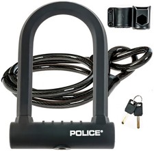 POLICE Bike U Lock With Cable Heavy Duty Bike Lock Scooter Lock with Keys 