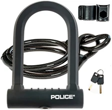 POLICE Bike U Lock With Cable Heavy Duty Bike Lock Scooter Lock with Keys 