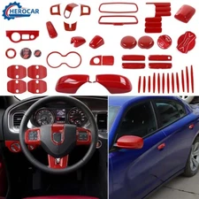 ??Red Car Decorative Trim Molding Frame Bezels Cover Kit For Dodge Charger 2010+