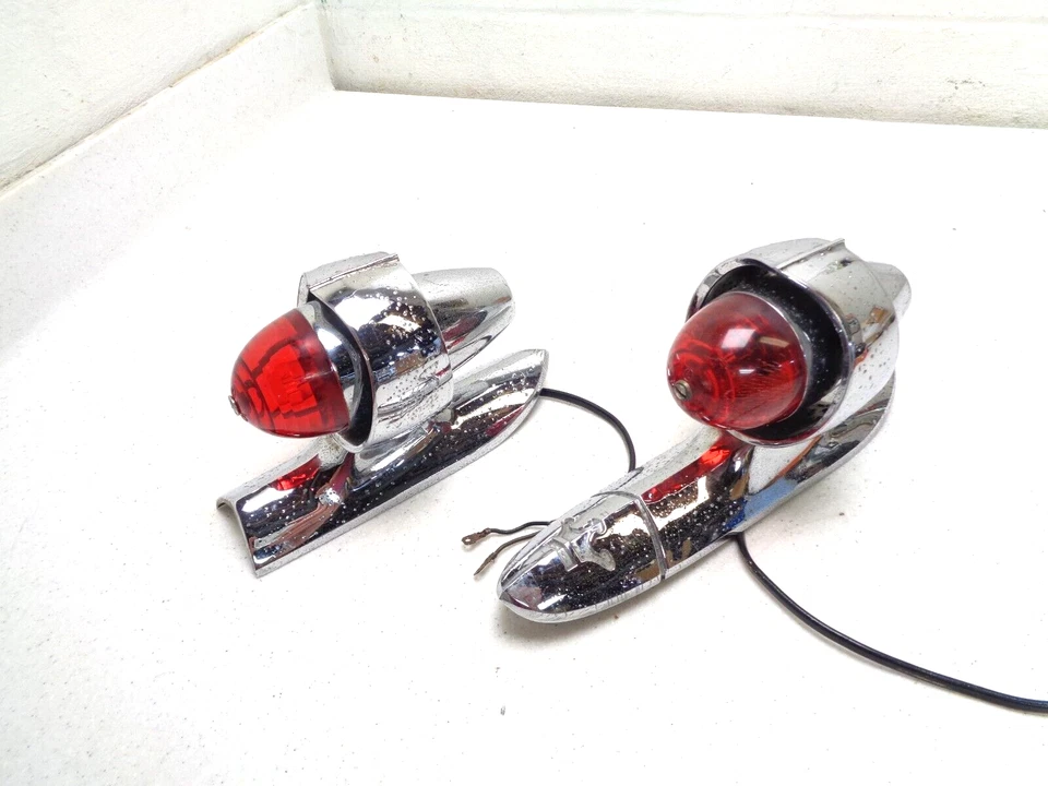 56 CHRYSLER CROWN IMPERIAL 1956 PAR DE LUCES TRASERAS CROMADAS IZQUIERDA/DERECHA MOPAR ORIGINAL Foto 2 de 4