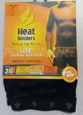 Heat Holders Men's LITE Thermal Underwear Pants. Size XL Black
