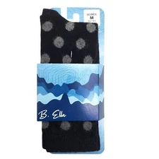 B.Ella Dots Black Grey Crew Socks Wool Cashmere Angora Blend Dress Bea Size 9-11