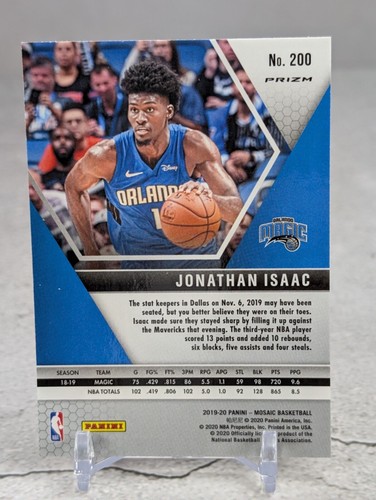 2019-20 Panini Mosaic Orange Reactive Prizm Jonathan Isaac #200 - Picture 4 of 4