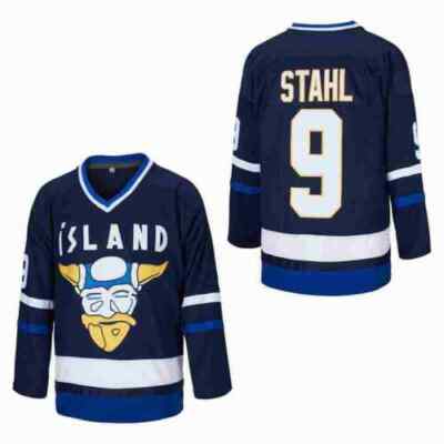 Vintage #9 Gunnar Stahl Hockey Jersey All Stitched Name Blue S-3XL Size