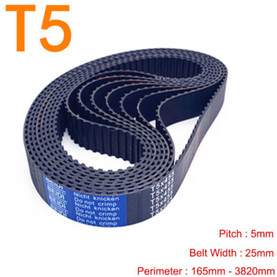 Synchronous Belt T5 Pitch 5mm Rubber Close Loop Timing Belt 25mm Width Printer