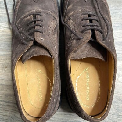 Rockport DMX Men Casual Wingtip Oxford Shoe Size 10‎ Brown Suede Brogue APM11345 Rockport DMX APM21345 Brown Leather Lace Up Oxfords Shoes  main image 2