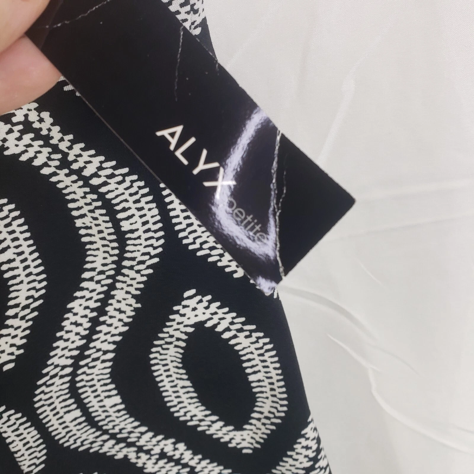 Abito senza maniche Alyx Donna Petite 14 P geometrico stampa bianca nera nuovo con etichette