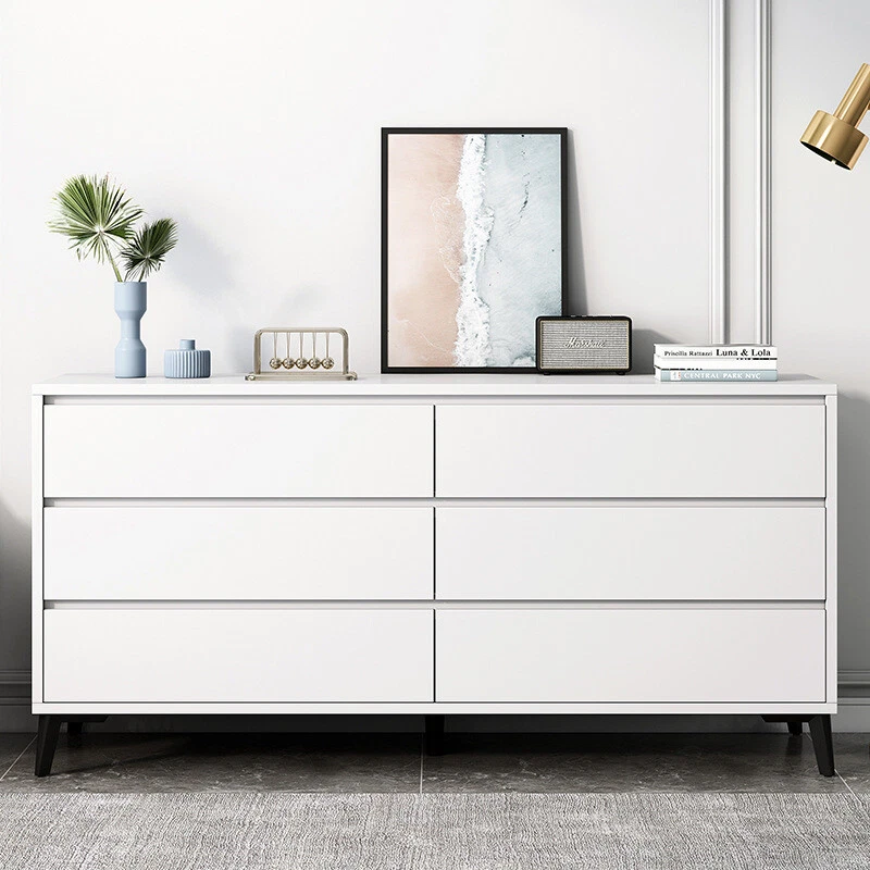 Kommode mit 6 Schubladen Sideboard Schubladenschrank Kleiderschrank Weiß Modern - Bild 2 von 4