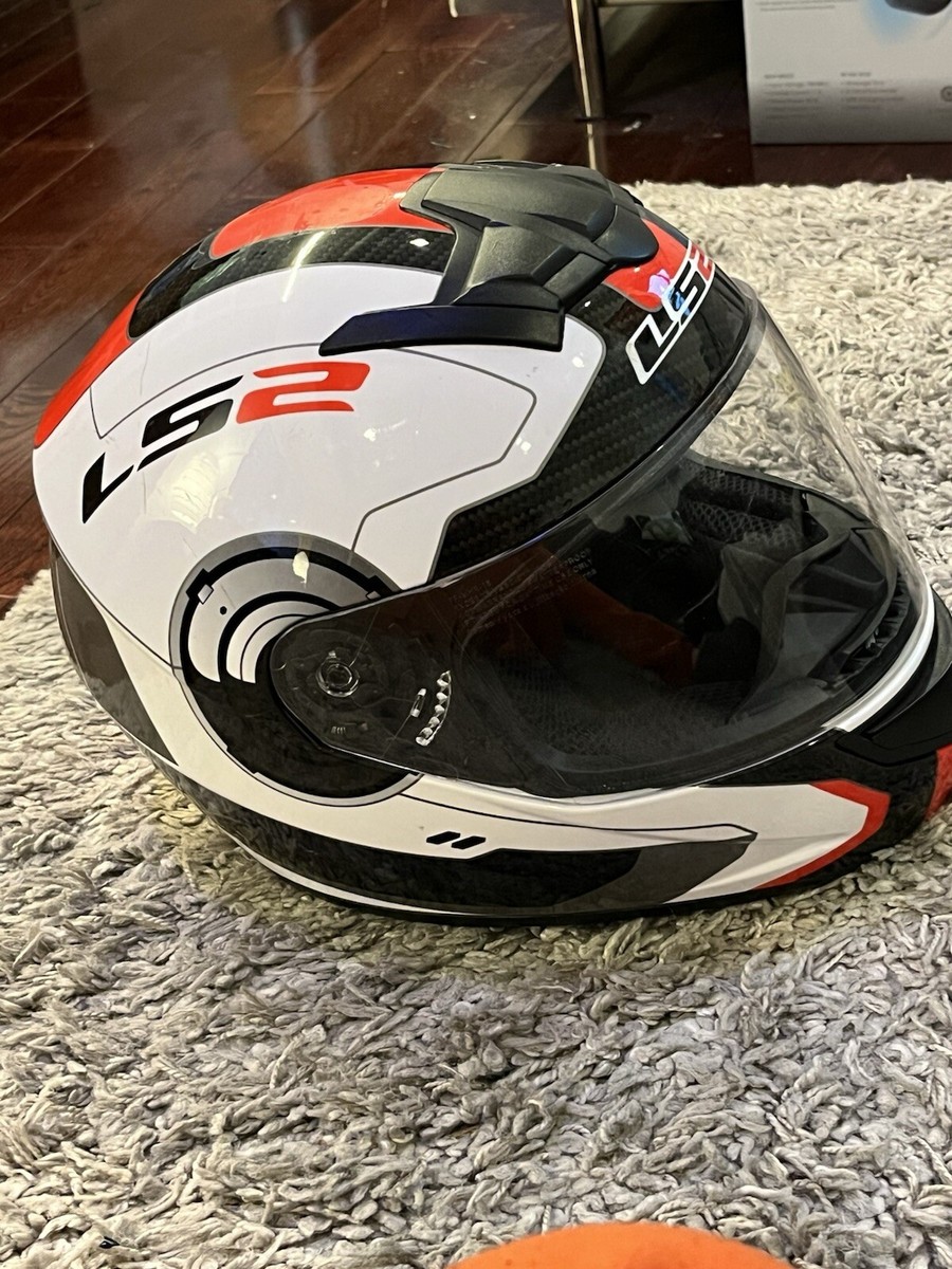 ls2 atmos helmet LS2 FF352 Atmos Gloss White Red Full Face Helmet XL
