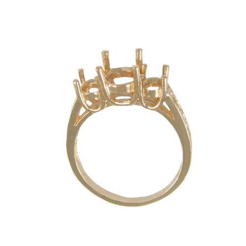 PRE-NOTCHED THREE STONE 8X6 & 6X4 OVAL RING 14K YELLOW GOLD SIZES 5-9 CR29-14KY - Image 2 of 3