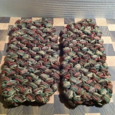 Multicolor Tan Mauve Gray Handmade Crochet Wrist-Arm Warmers Fingerless Gloves