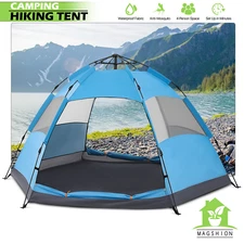 4 Person [DOUBLE LAYERS+2 DOORS] Camping Hiking Tent Portable Dome Instant Cabin