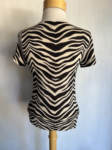 J. CREW (2007) Official Women's Zebra Animal Print 100% Merino Wool Top Sz Small - Picture 2 of 5