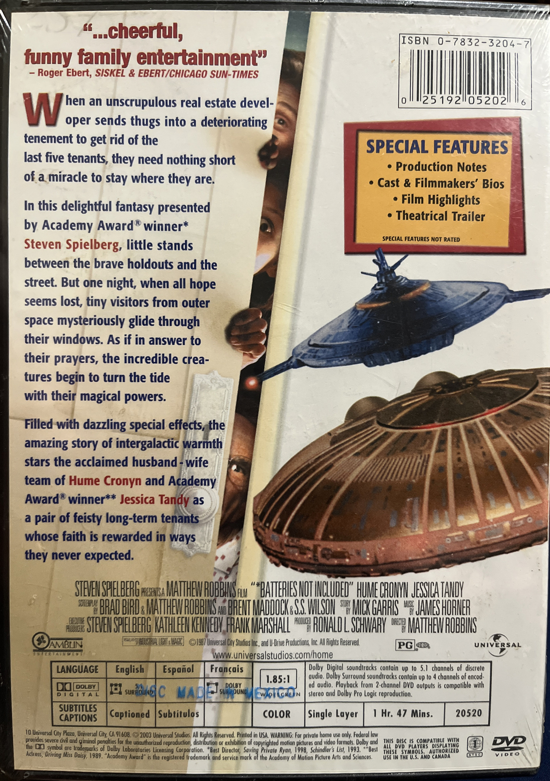 Batteries Not Included DVD 2003 Steven Spielberg Widescreen Sealed eBay