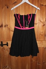 Karen Millen Designer Black Cotton Strapless Dress Size 8 Party evening wedding
