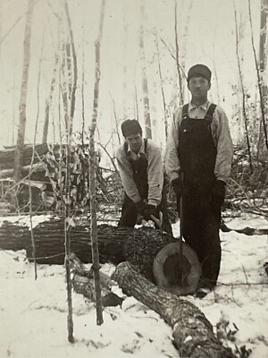 1K Photograph Workers Loggers Logging Split Logs Axe 1920-30's Men Overalls 