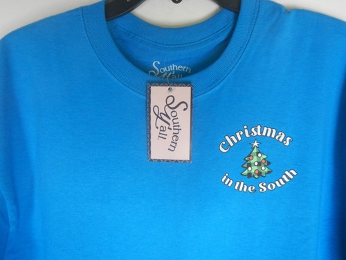 Southern Y'all Christmas in the South Blue Love & Hot Cocoa LS Tee T-Shirt - Picture 9 of 10