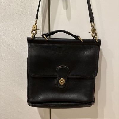 Vintage Coach Willis Shoulder Bag 2way Turn Lock Black W/ Strap