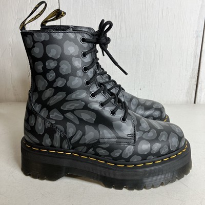 New Dr. Doc Martens Jadon Leopard Print Platform Boots Black, Women's Size 8