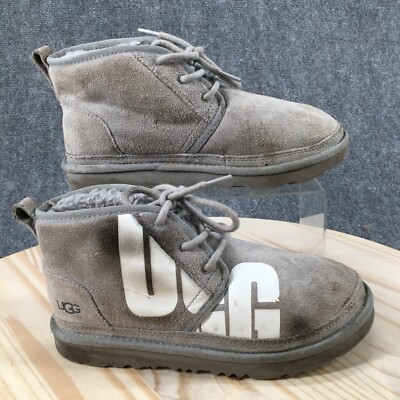 Ugg Boots Youth 5 Neumel Chopd Shearling Winter Ankle Bootie 1129054K Gray Suede