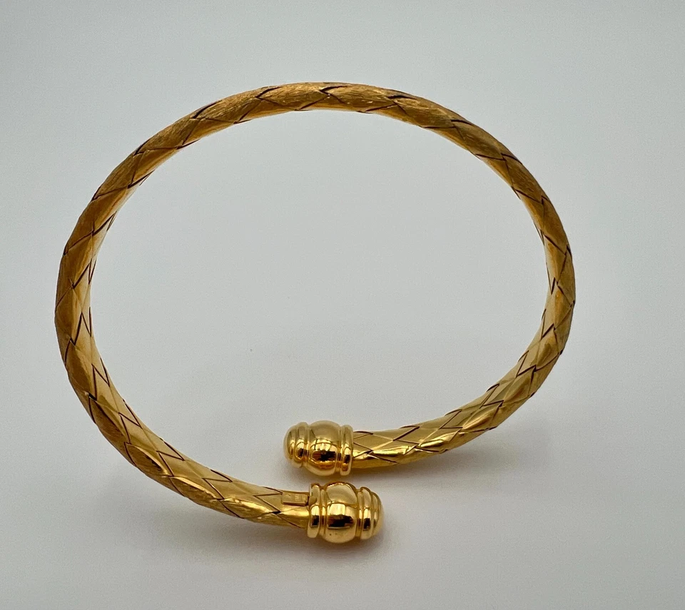 Brazalete Veronese 925 Italia Chapado en Oro Tejido Trenza Envolvente - 8.5" Foto 2 de 4