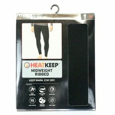 NEW HeatKeep Midweight RIBBED Men's Base Layer Pant Black Free Shipping 38