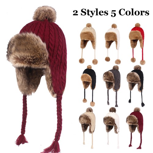 Women Knitted Fleece Winter Warm Hat 