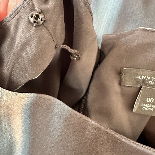 Ann Taylor Silk Blue Gray Watercolor Print Fitted Pockets Classic Dress Sz 00 - Picture 14 of 20