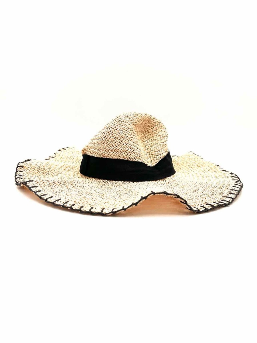 Tory Burch Natural/Black Band Straw Woven Accessories Hat | eBay display picture 3