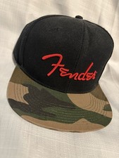 Fender Hat Adult One Size Black Camouflage Flat Bill Snapback Cap NWT