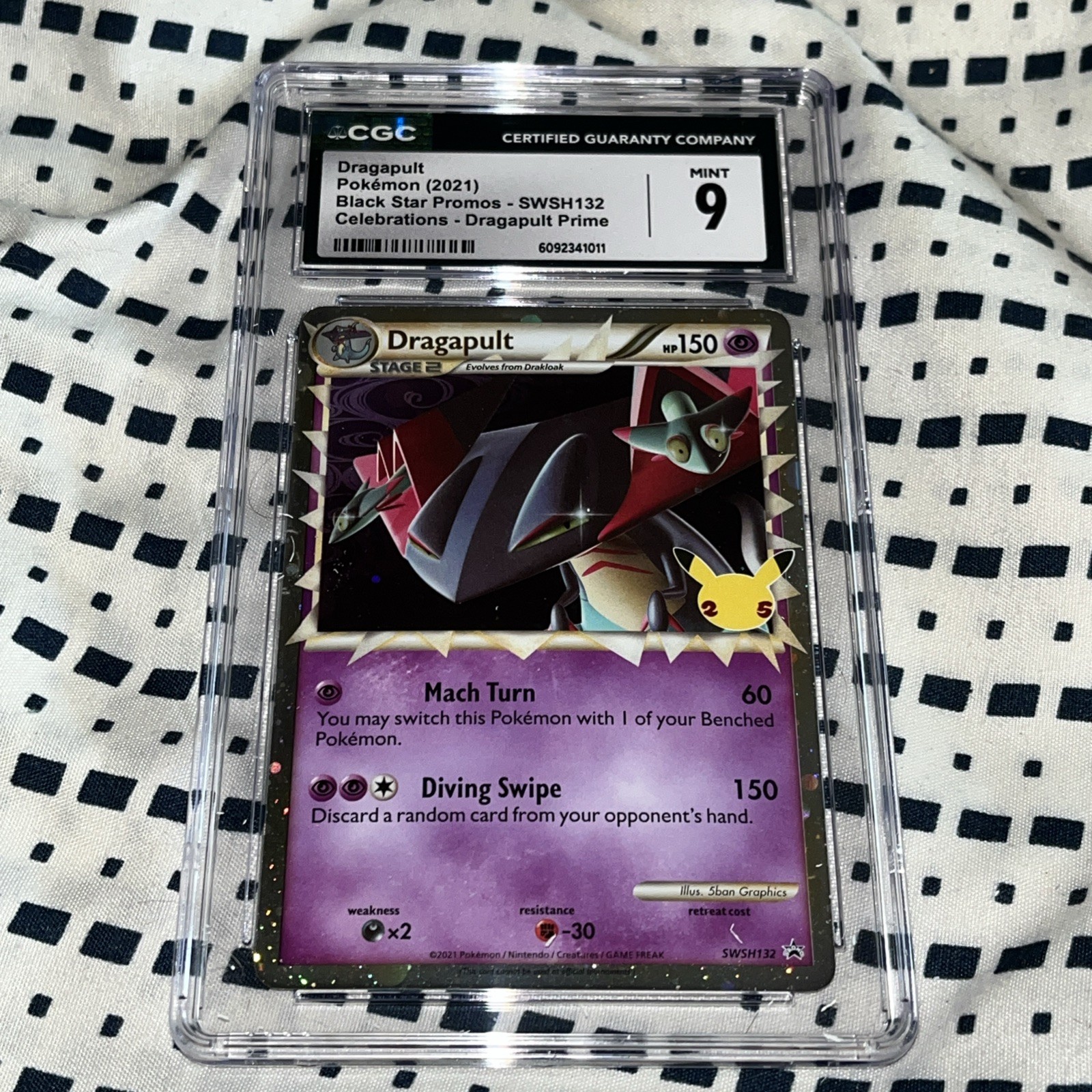 POKEMON CGC 9 2021 Dragapult Prime SWSH132 Holo Black Star Promo