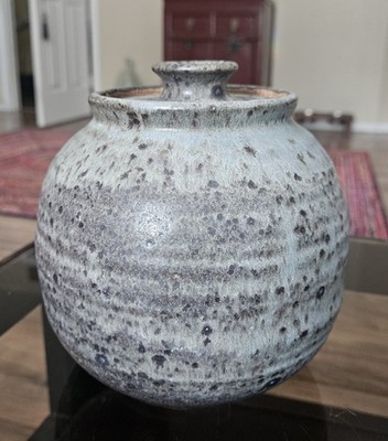 Vintage Stoneware Art Pottery Lidded Jar W/ Rustic Speckled Glaze Finish  *READ*
