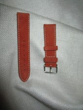 GENUINE leather watchstrap watch band strap 18mm rust suede nickel contrast