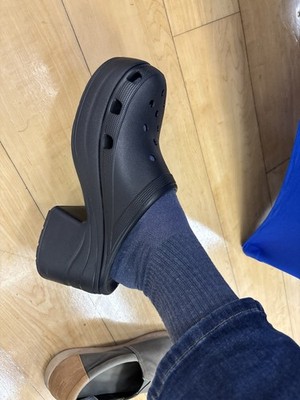 Black Crocs  Women's Natural Mules & Clogs Rubber