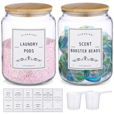 Laundry Pods Container With Airtight Lid,Glass Jars for Laundry Room Organiza...