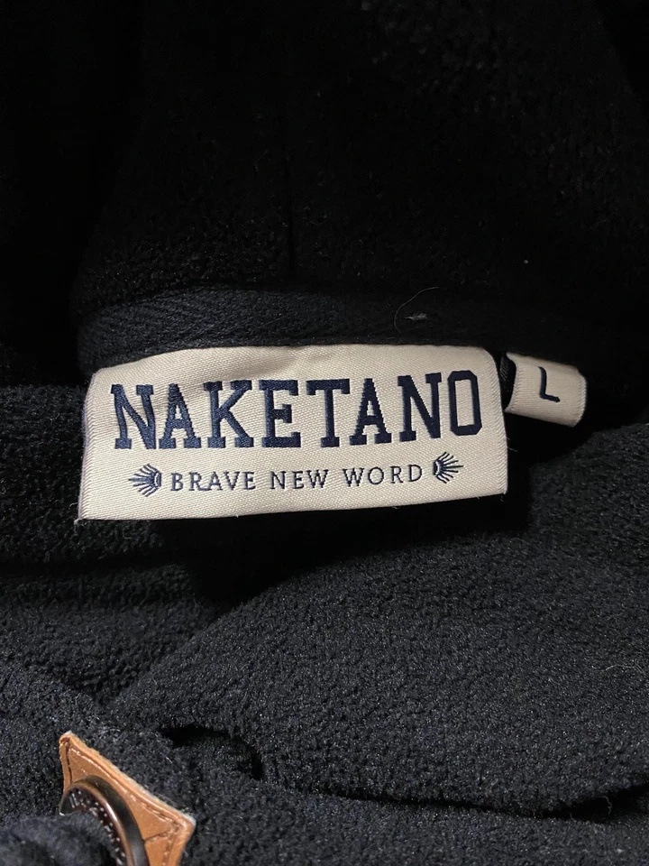 Naketano Brave New-World Hoodie Sweatshirt Womens Large Black Fleece Pullover - Image 3 of 4