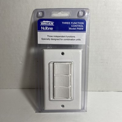 Broan NuTone P66W 3-Function Wall Control Switch for Vent, Heater, Fans 15 Amp
