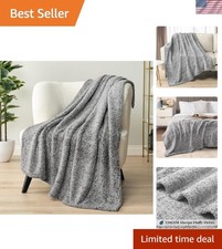 Stylish Sherpa Throw Blanket - Lightweight 50x60 Heather Gray for Sofa or Bed