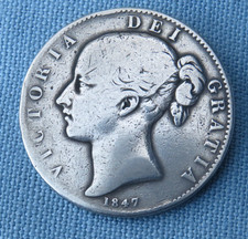 1847 Victoria Young Head Silver Crown Very Good Collectable Coin