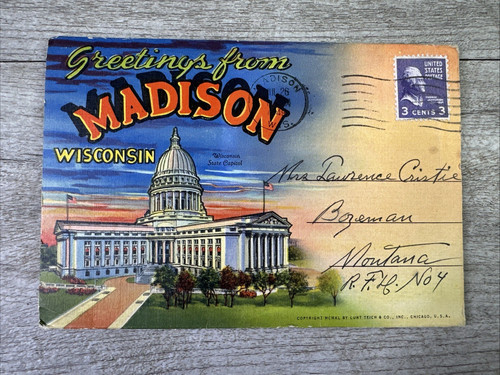 Madison Wisconsin Souvenir Photo Album Postmarked 1949