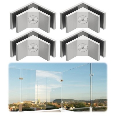 Railing Glass to Glass Clamp, Brushed Stainless Steel 304 Bracket for Balustr...
