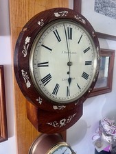 1905 Antique English Drop Dial With Mother Of Pearl Inlay Single Fusee Clock