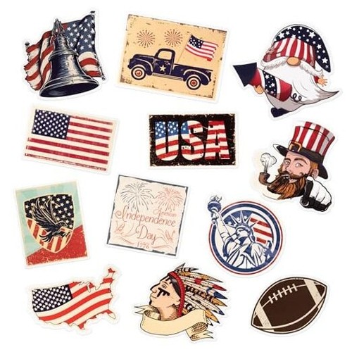 12Pcs Independence Day Refrigerator Magnets Vintage Patriotic American Flag