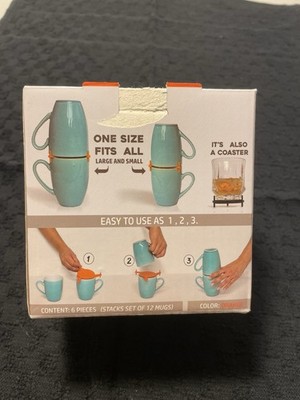 Clypro Mug Stackers Set of 6 Orange Adjustable Cup & Glass Organizers